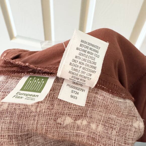 Garnet Hill Classic Linen Trousers in Cinnamon Print - Picture 9 of 9